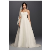 Sample As-is Strapless Tulle Wedding Dress with Lace Style AI10012384 David/'s Bridal