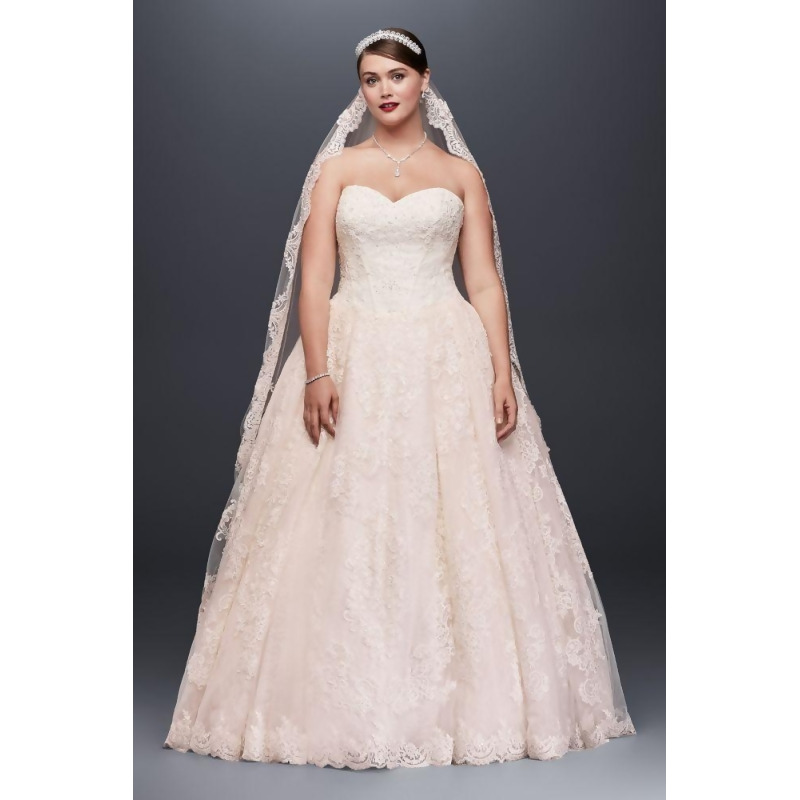 oleg cassini wedding ball gown with lace appliques