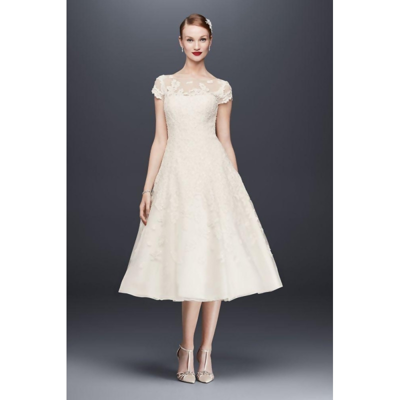 oleg cassini tea length wedding dress