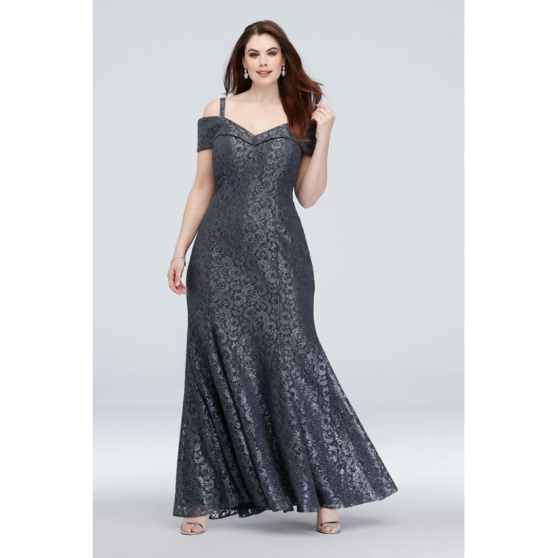 david's bridal cold shoulder glitter lace