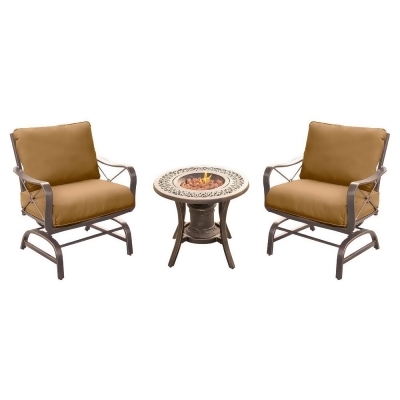 Summer Nights 3pc Metal Patio Chat Set W Fire Pit Side Table