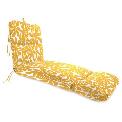 Outdoor Knife Edge Chaise Lounge Cushion In Twirly Yellow Jordan Email This