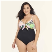 Women's Slimming Control Macrame One Piece Swimsuit - Beach Betty By Miracle Brands Multi Tropical 1X, Multicolored Women's Slimming Control Macrame One Piece Swimsuit - Beach Betty By Miracle Brands Multi Tropical 1X, Multicolored