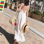 波西米亞氣質蕾絲花邊海邊渡假沙灘裙長裙洋裝 波西米亞氣質蕾絲花邊海邊渡假沙灘裙長裙洋裝