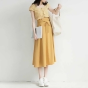 韓風簡約格子上衣背心半身裙二件式套裝2款 韓風簡約格子上衣背心半身裙二件式套裝2款