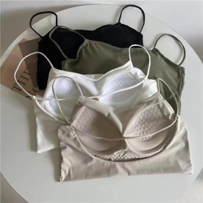 『買一送一』吊帶冰絲美背乳膠不跑杯內搭背心4色 