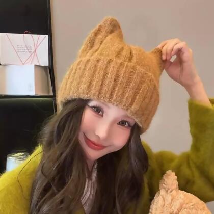 ★限時優惠~1/8★可愛貓耳朵加厚百搭毛線針織帽7色 
