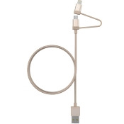 二合一 Lightning 和 Micro USB 充電同步尼龍線纜-金色 二合一 Lightning 和 Micro USB 充電同步尼龍線纜-金色