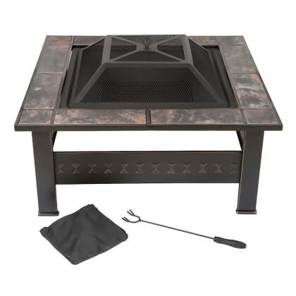 Navarro 32 In Square Outdoor Fire Pit 4 Piece Set Brown From