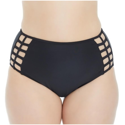 plus size black high waisted swim bottoms