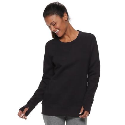 women's tek gear crewneck thumb hole sweatshirt