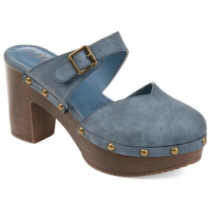 blue suede clogs