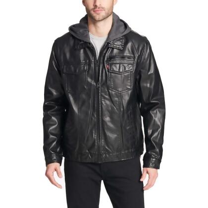 levi leather jacket with hood