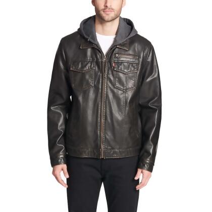 levi leather jacket with hood