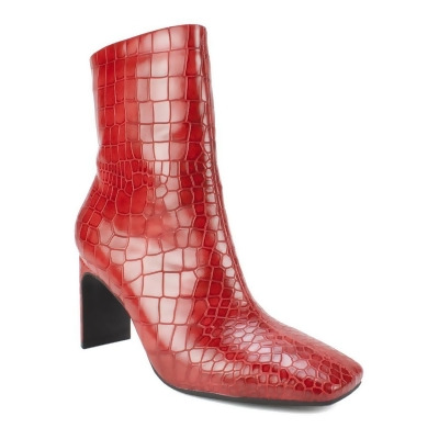 red mid calf boots