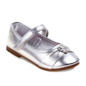 Rugged Bear Girls Silver Textured Finish Bow Accent Casual Flats 11-4 Kids