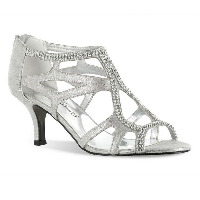silver wide heels