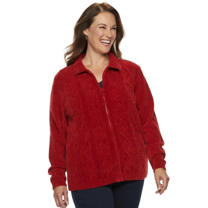 chenille zip up sweater