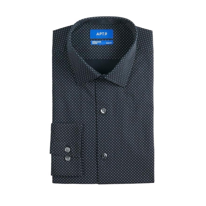 black spread collar dress shirt