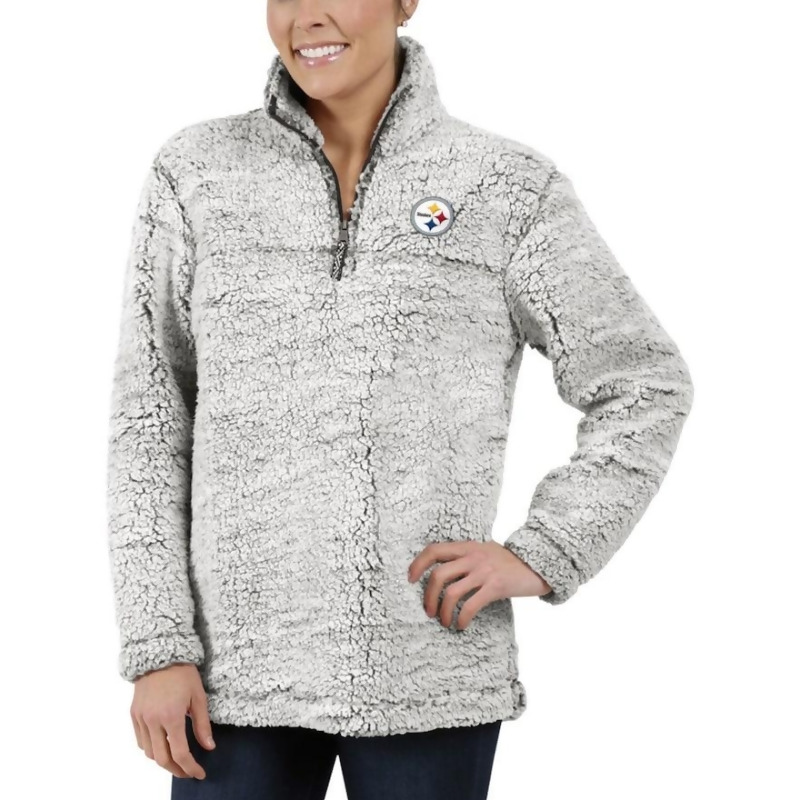 Women's Gray Pittsburgh Steelers Sherpa Quarter-Zip 