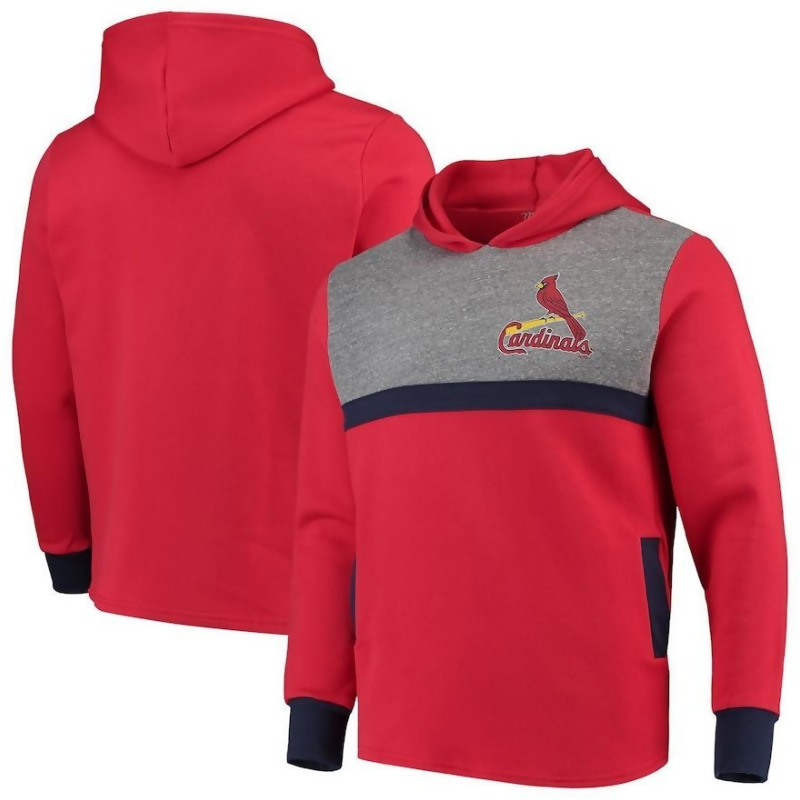St. Louis Cardinals Majestic Threads Colorblocked Pullover Hoodie - Red/Navy, Men&#39;s, Size: Large ...