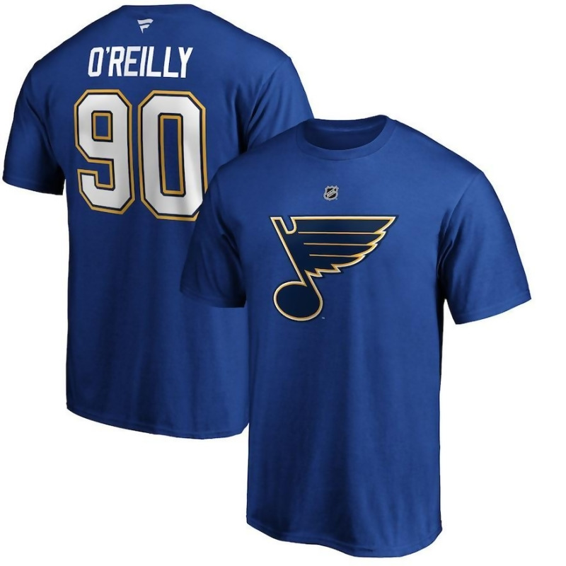 Men&#39;s Fanatics Branded Ryan O&#39;Reilly Blue St. Louis Blues Team Authentic Stack Name & Number T ...
