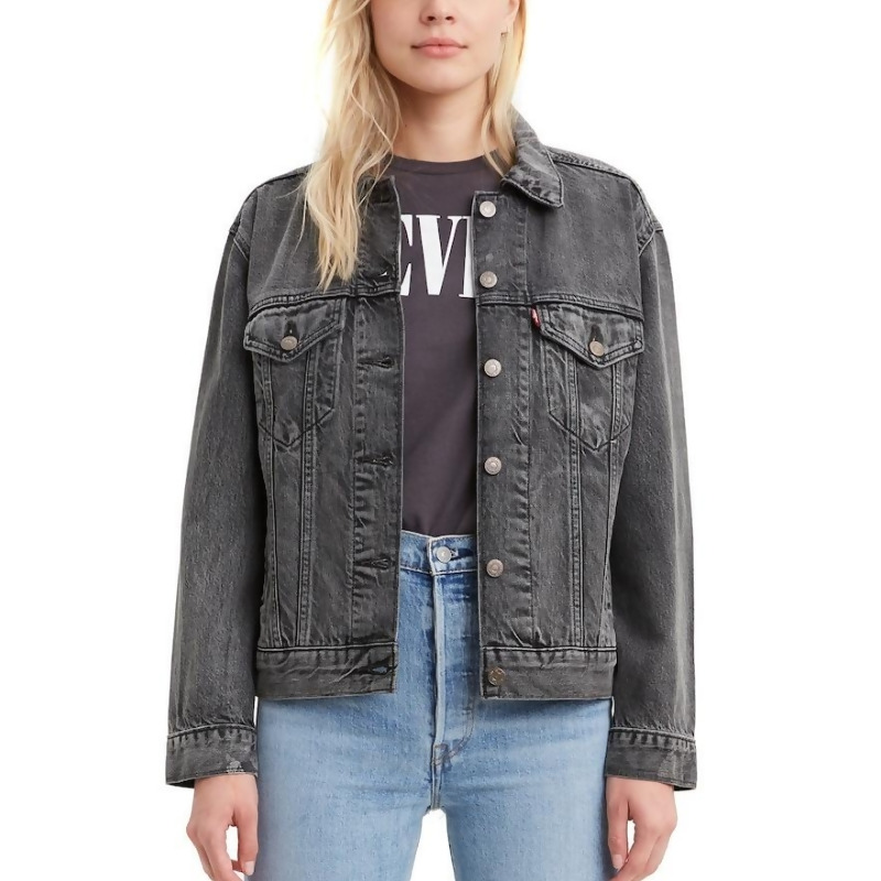 Women s  Levi s  Boyfriend Denim Jacket  Size Medium Black 