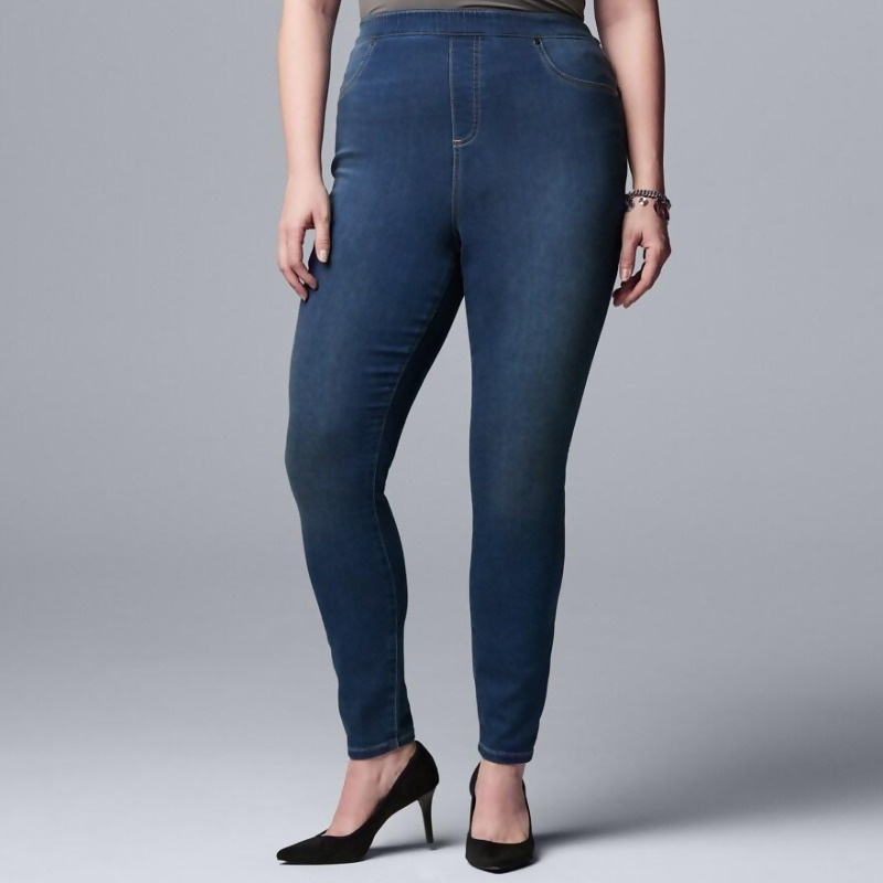 Simply Vera Wang Womens Mid Rise Skinny Jeans Denim Stretch Dark