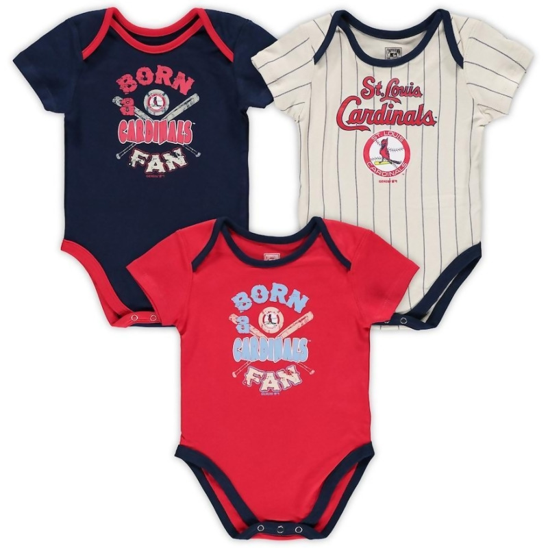 Infant Navy/Red/Cream St. Louis Cardinals Future Number One Creeper Three-Pack, Infant Boy&#39;s ...