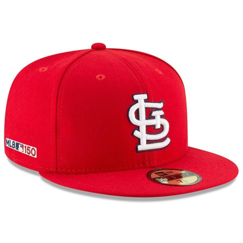 Men&#39;s New Era Red St. Louis Cardinals Game MLB 150th Anniversary Authentic Collection 59FIFTY ...