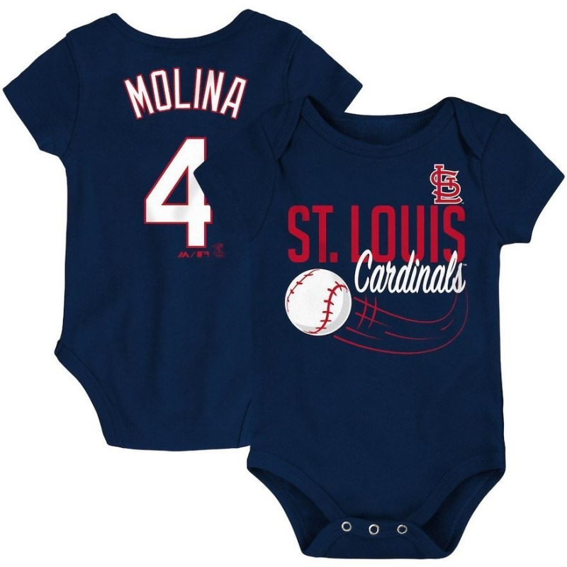 Newborn & Infant Majestic Yadier Molina Navy St. Louis Cardinals Baby Slugger Name & Number ...