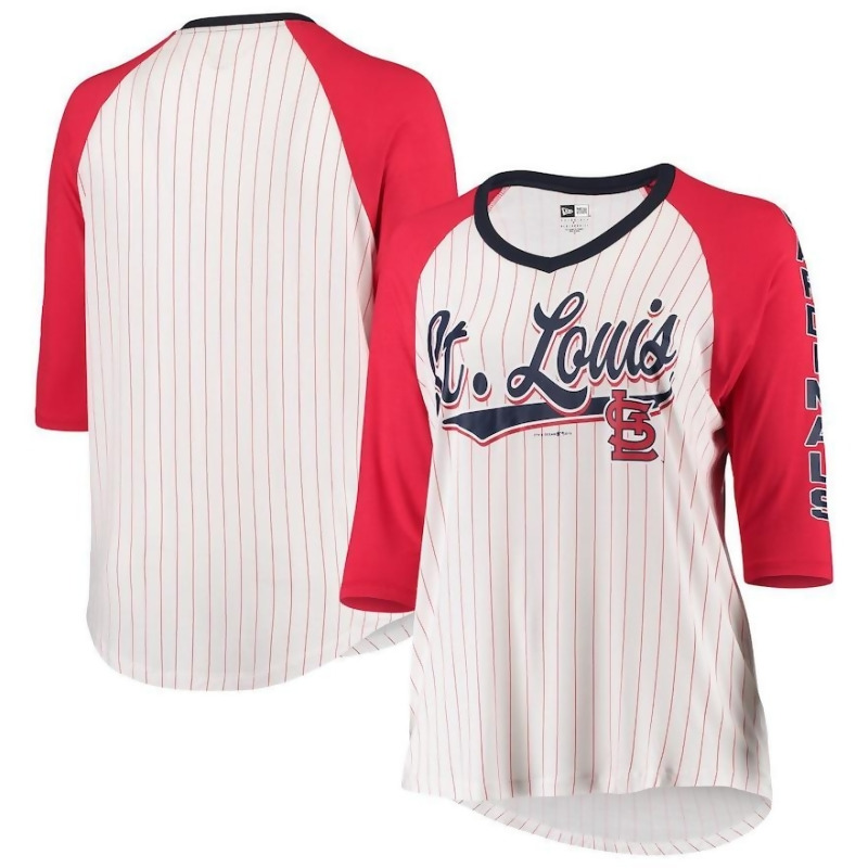 St. Louis Cardinals New Era Women&#39;s Plus Size 3/4 Sleeve Raglan T-Shirt - White/Red, Size: PLUS ...