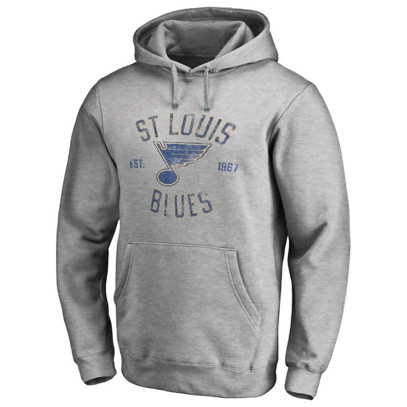 Men&#39;s Fanatics Branded Heathered Gray St. Louis Blues Vintage Heritage Pullover Hoodie, Size ...