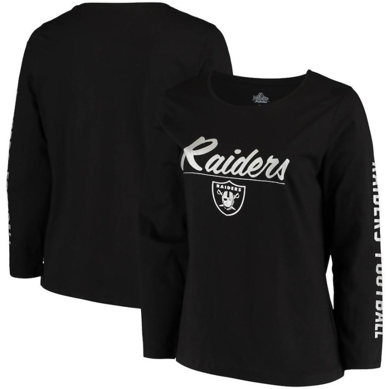 Women&#39;s Majestic Black Las Vegas Raiders Plus Size Team Logo Long Sleeve T-Shirt, Size: 2XL from ...