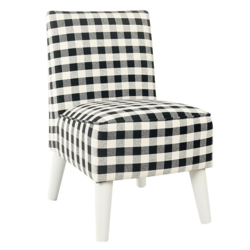 Kids HomePop Plaid Modern Slipper Accent Chair, Black from ...