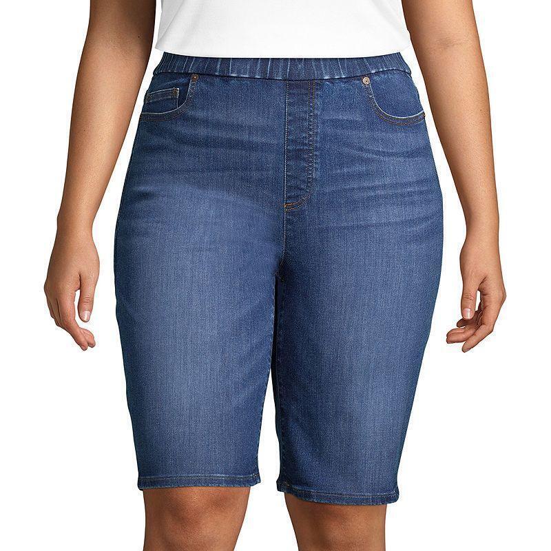 plus size pull on jean shorts