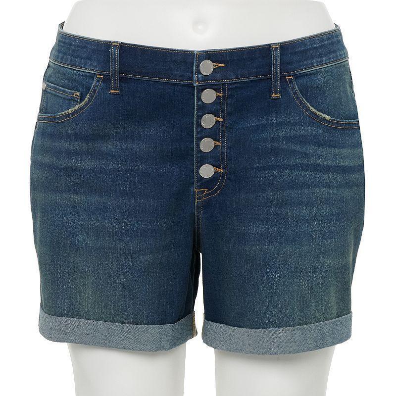 dark blue jean shorts womens