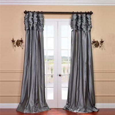 Ruched Platinum 96 X 50 Inch Faux Silk Taffeta Curtain Single