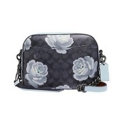 Coach Coated Canvas Signature Rose Print Camera Bag Coach Coated Canvas Signature Rose Print Camera Bag
