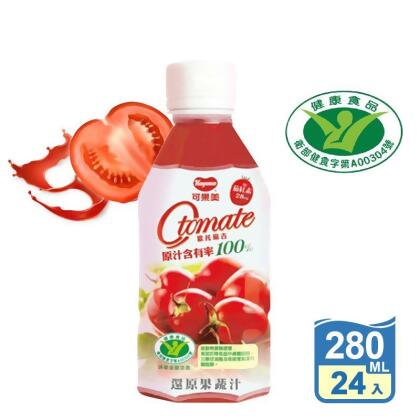 【可果美】O tomate 100%蕃茄檸檬汁280ml/瓶 24瓶/箱(24 瓶) 