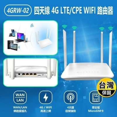 4GRW-02 四天線 4G LTE／CPE WIFI 路由器 