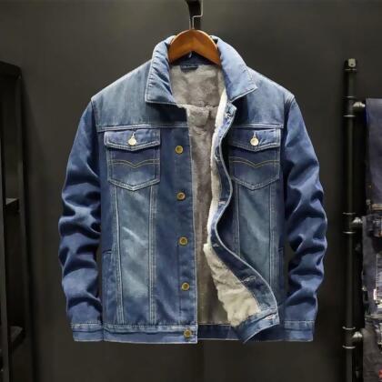 冬季加絨加厚潮流寬鬆牛仔外套 M-4XL 