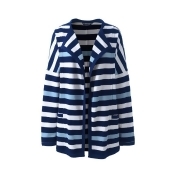 Lands' End - Multi Plus Striped Open Front Textured Cardigan Lands' End - Multi Plus Striped Open Front Textured Cardigan