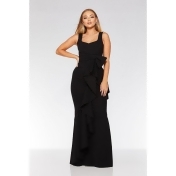 Quiz - Black Bow Ruffle Front Maxi Dress Quiz - Black Bow Ruffle Front Maxi Dress