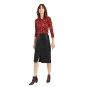 Oasis - Black Faux Leather A Line Midi Skirt Oasis - Black Faux Leather A Line Midi Skirt