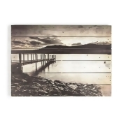 Art for the Home - Brown Tranquil Jetty Setting Printed On Wood Art for the Home - Brown Tranquil Jetty Setting Printed On Wood