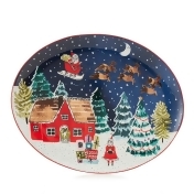 Home Collection - Multicoloured Christmas Print Medium Platter Dish Home Collection - Multicoloured Christmas Print Medium Platter Dish