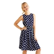 Yumi - Navy Polka Dot & Stripe Print Dress Yumi - Navy Polka Dot & Stripe Print Dress