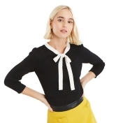Oasis - Black And White Peony Bow Jumper Oasis - Black And White Peony Bow Jumper