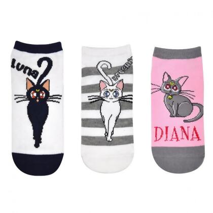 Sailor Moon Cats 3-Pair Pack of Low Cut Socks 